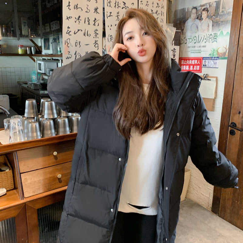 Long Overknee Down Cotton-padded Coat Same Style Winter Thickened Korean Style Work Clothes