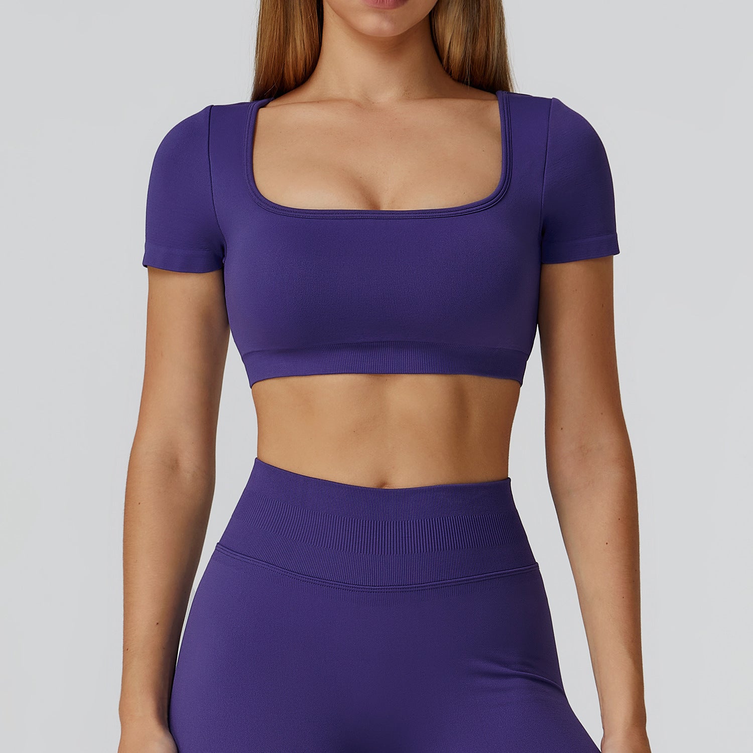 Autumn And Winter Seamless Yoga Clothes For Women Hollow-out Beauty Back Slim Fit Yoga Short Sleeve