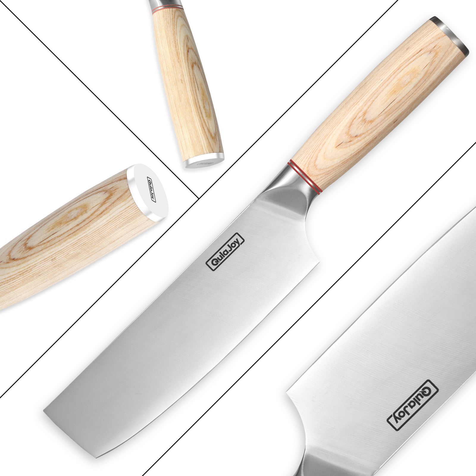 Vegetable Cleaver - Japanese Cleaver 6.5 Inch Chopping Knife High Carbon Stainless Steel Knives With Wooden Handle 6.5 Inch Cleaver Knife