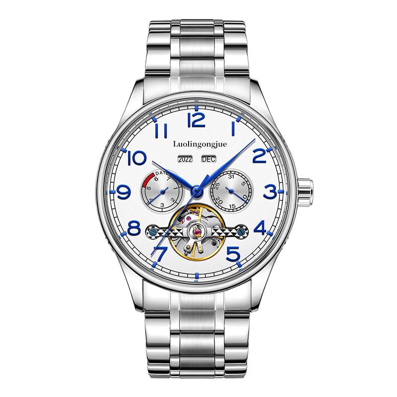 Business Hollow Men's Stainless Steel Mechanical Watch