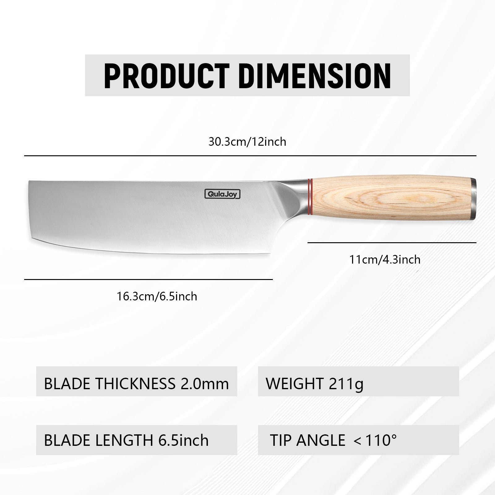 Vegetable Cleaver - Japanese Cleaver 6.5 Inch Chopping Knife High Carbon Stainless Steel Knives With Wooden Handle 6.5 Inch Cleaver Knife