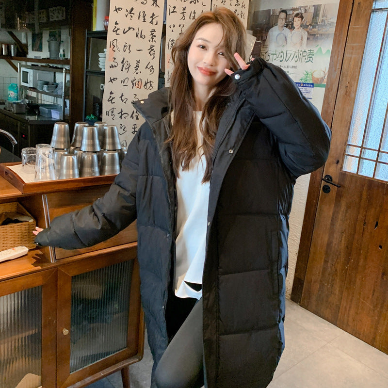 Long Overknee Down Cotton-padded Coat Same Style Winter Thickened Korean Style Work Clothes
