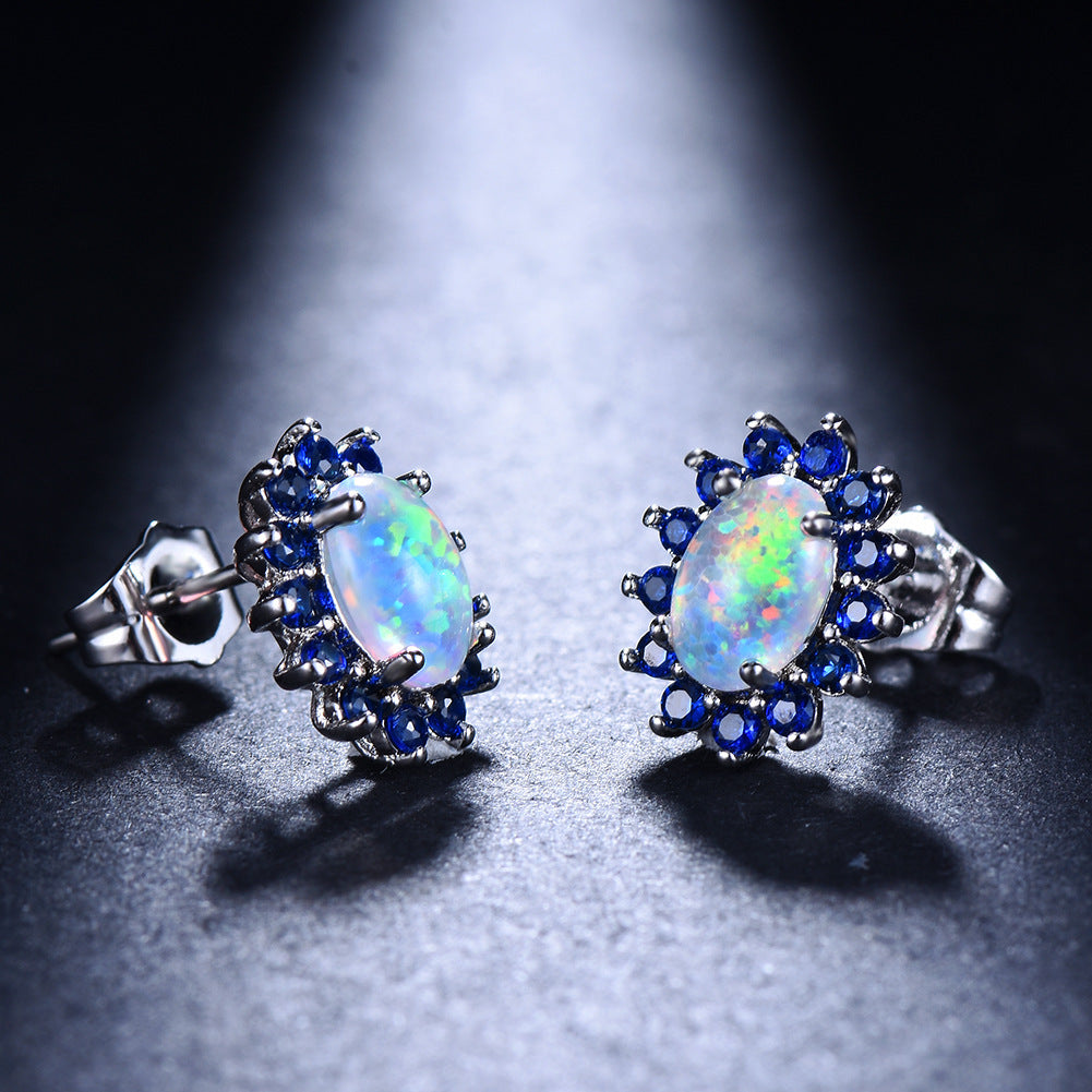 Women's Fashion Oval Diamond Stud Earrings