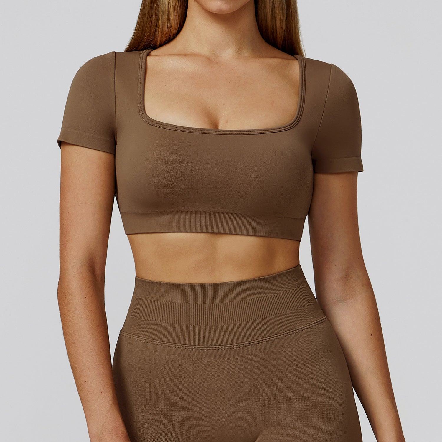 Autumn And Winter Seamless Yoga Clothes For Women Hollow-out Beauty Back Slim Fit Yoga Short Sleeve