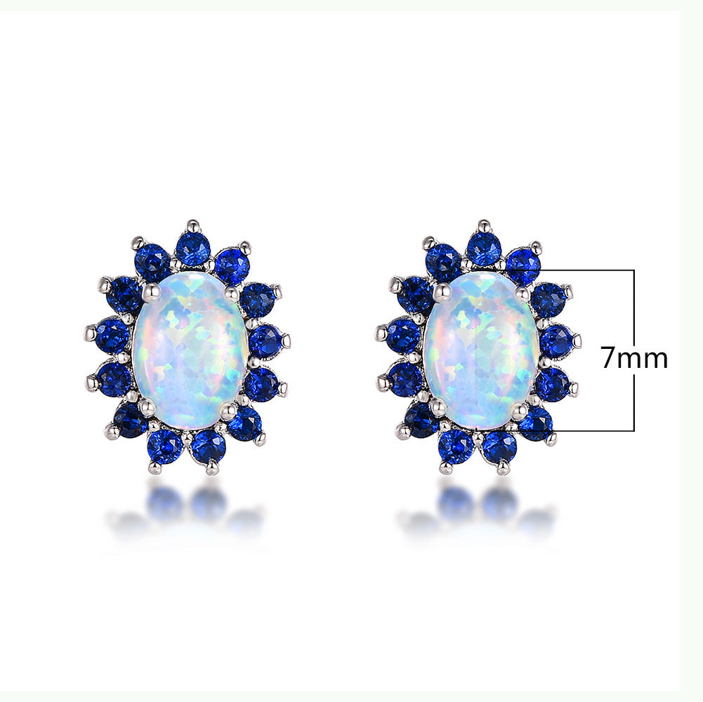 Women's Fashion Oval Diamond Stud Earrings