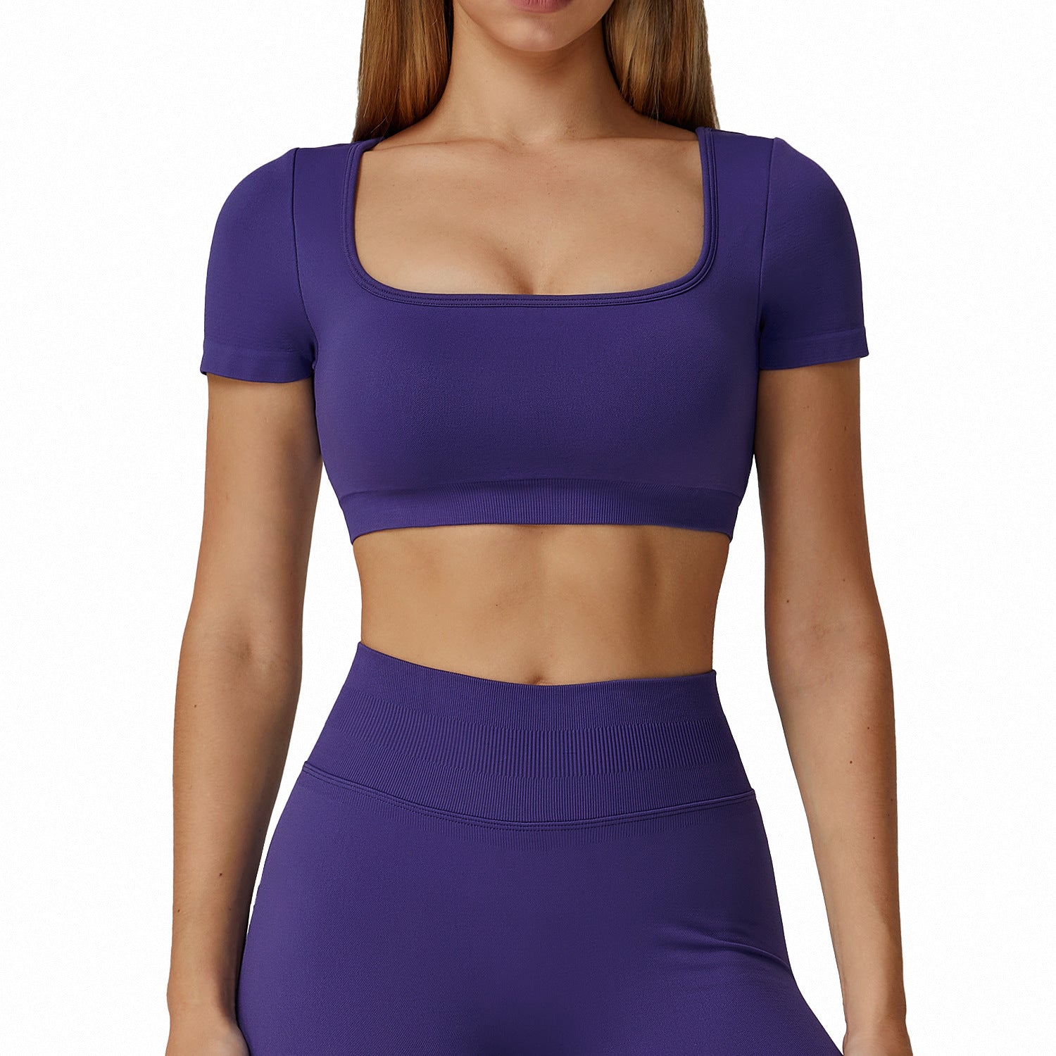 Autumn And Winter Seamless Yoga Clothes For Women Hollow-out Beauty Back Slim Fit Yoga Short Sleeve