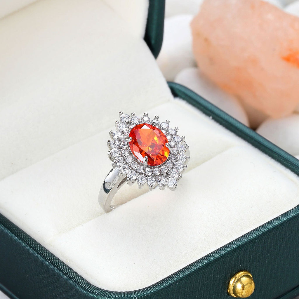 Orange Zircon Ring Affordable Luxury Style Ornament