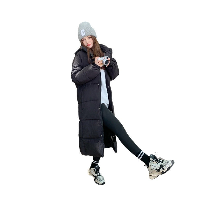 Long Overknee Down Cotton-padded Coat Same Style Winter Thickened Korean Style Work Clothes
