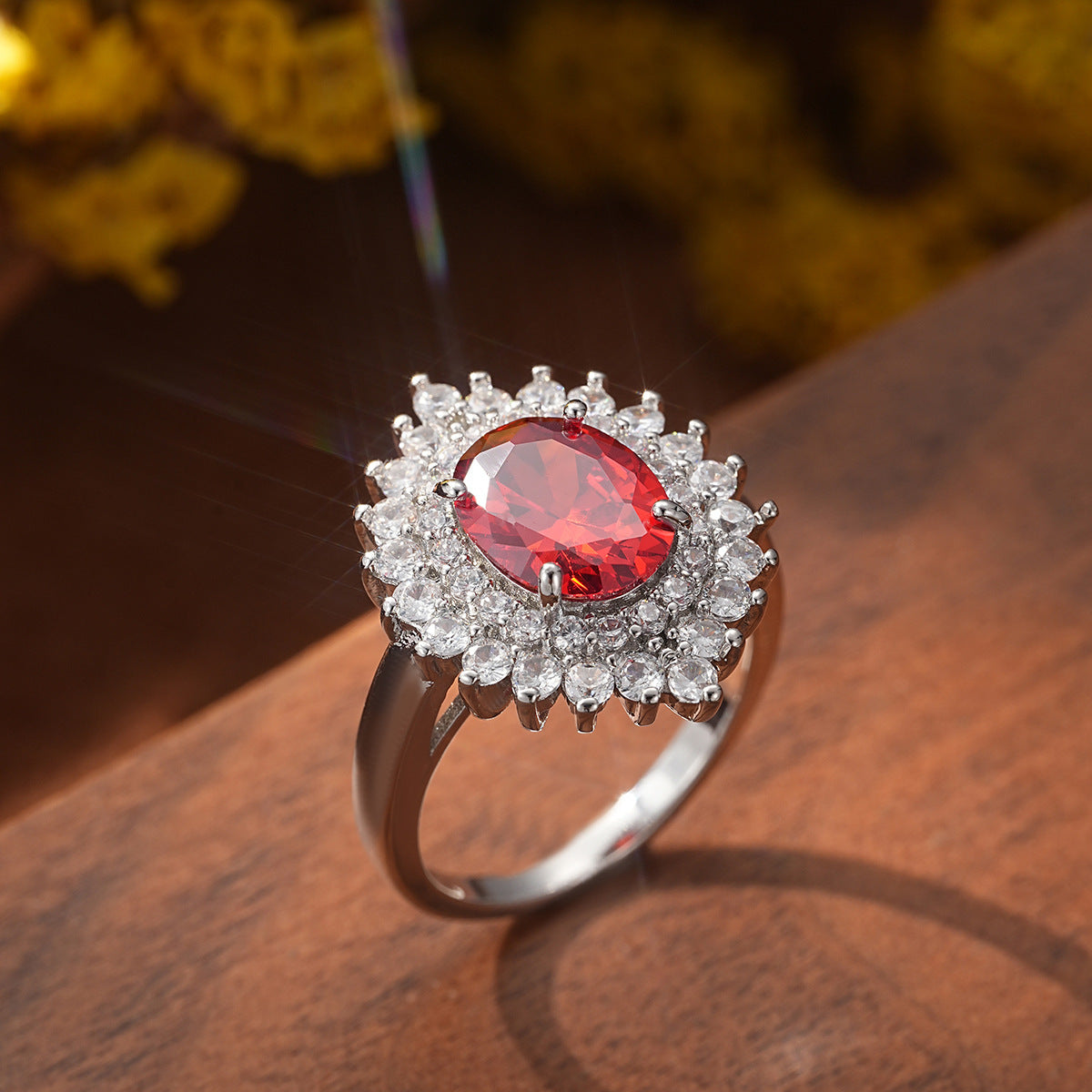 Orange Zircon Ring Affordable Luxury Style Ornament