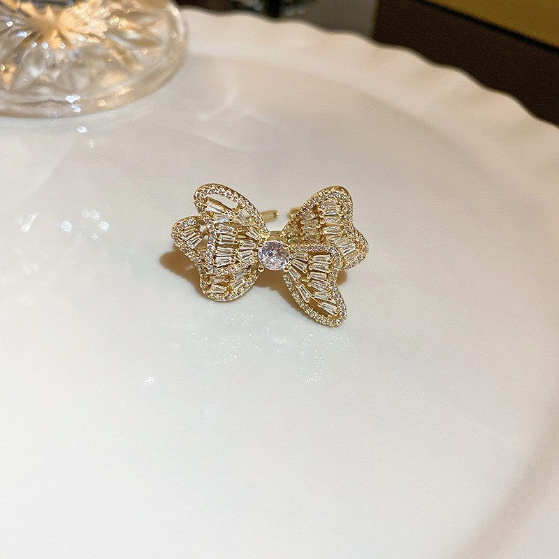 Real Gold Electroplated Zircon Bow Ring