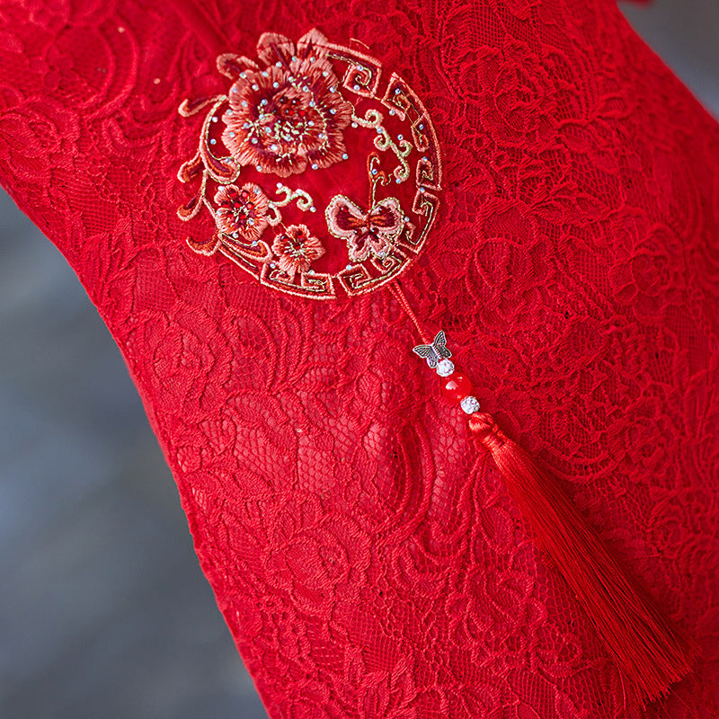 Winter Clothes Seven Point Sleeve Improved A-hem Chinese Style Dress