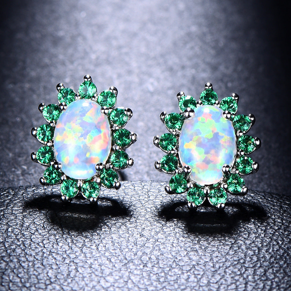 Women's Fashion Oval Diamond Stud Earrings
